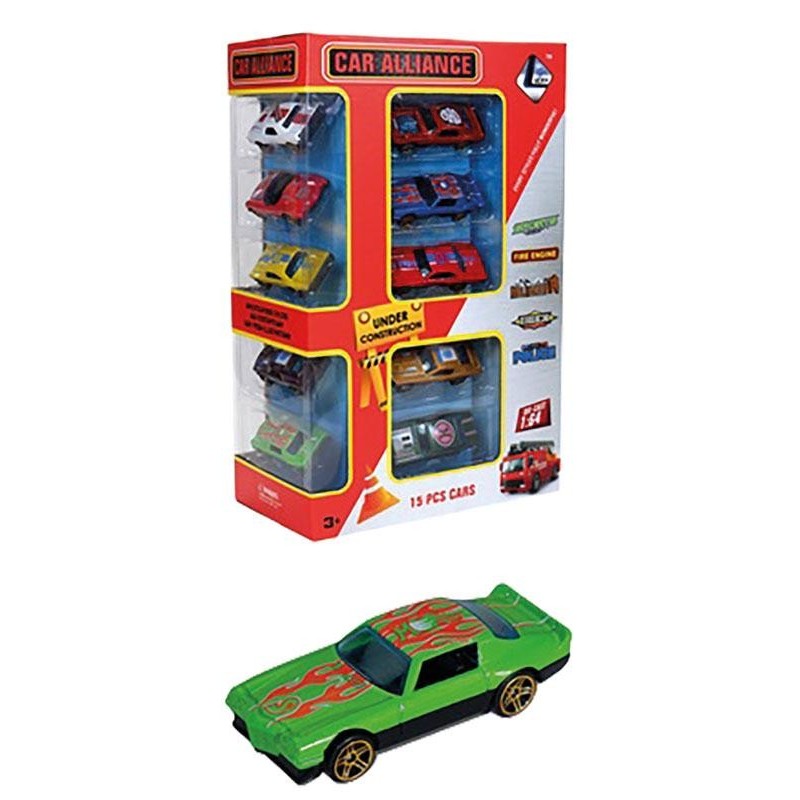 Caja 15 Coches Metálicos con Accesorios 