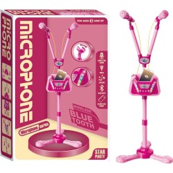 Microfono Rosa Doble con Bluetooth, Luz 