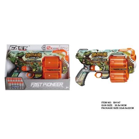 Pistola Fast Dinos con 12 Dardos de Espu