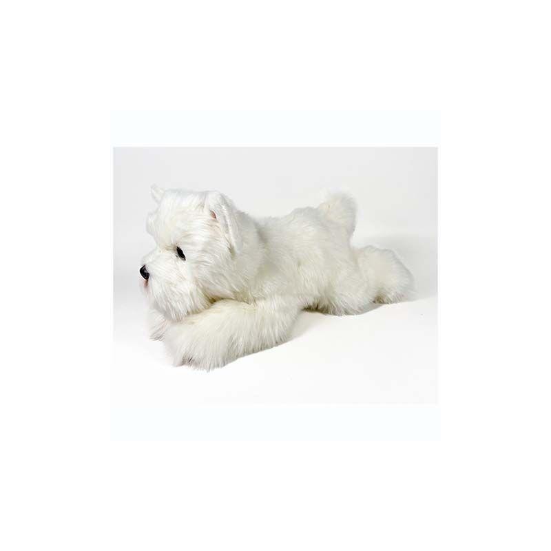 Peluche Terrier Blanco Tumbado 25cm.