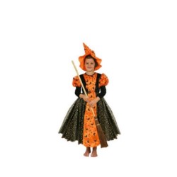 Disfraz Bruja Delux Naranja 7-9 años