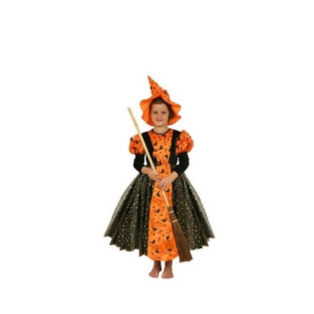 Disfraz Bruja Delux Naranja 7-9 años