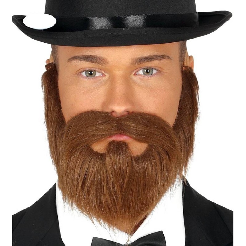 BARBA Y BIGOTE CASTAÑA CON GOMA ELASTICA