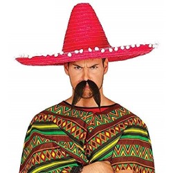 SOMBRERO MEXICANO PAJA ROJO 60CM
