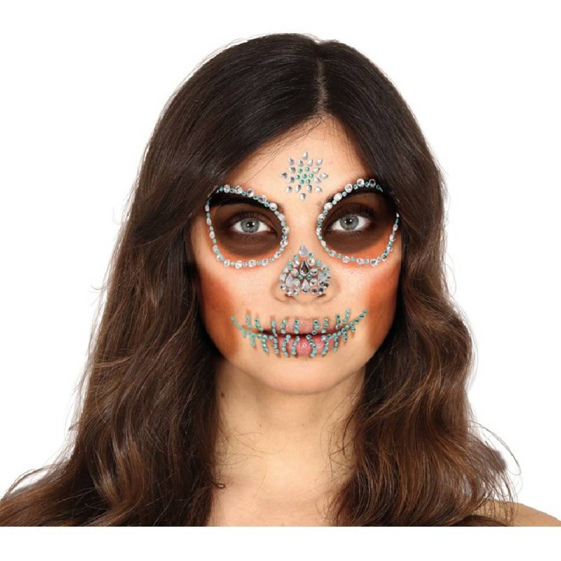 JOYAS FACIALES ADHESIVAS CALAVERA VERDE