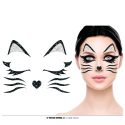 PEGATINAS GATA GATITA GLITTER FACE 20X20 2
