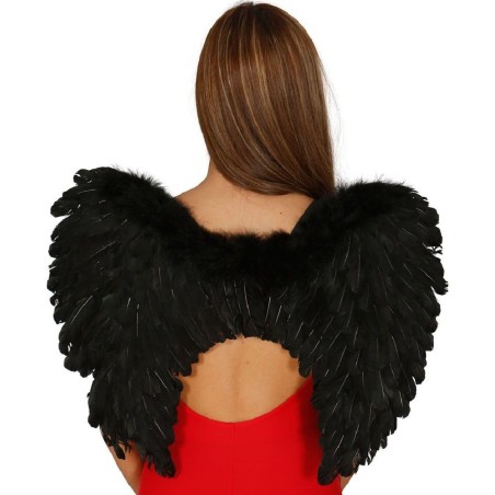 ALAS ANGEL PLUMAS NEGRAS 50 CM