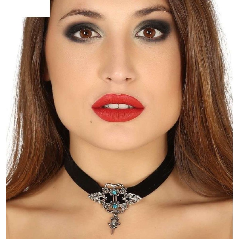 COLLAR GARGANTILLA CON PIEDRAS AZULES