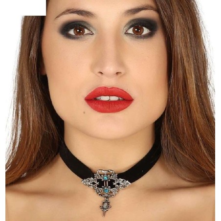 COLLAR GARGANTILLA CON PIEDRAS AZULES