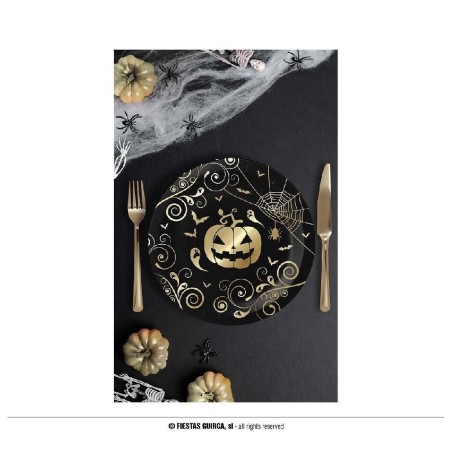 PAQUETE 6 PLATOS CALABAZA ORO 23 CM