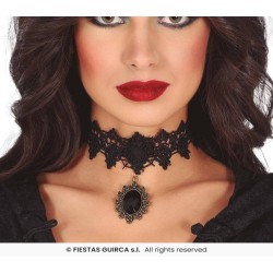 GARGANTILLA NEGRA CON PIEDRA NEGRA 2