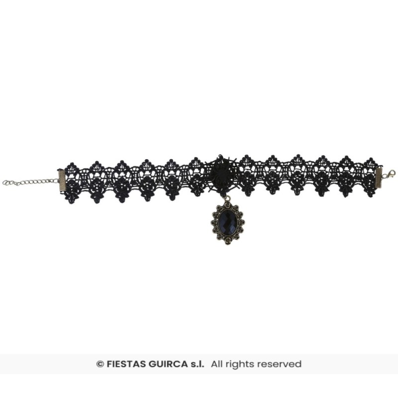 GARGANTILLA NEGRA CON PIEDRA NEGRA