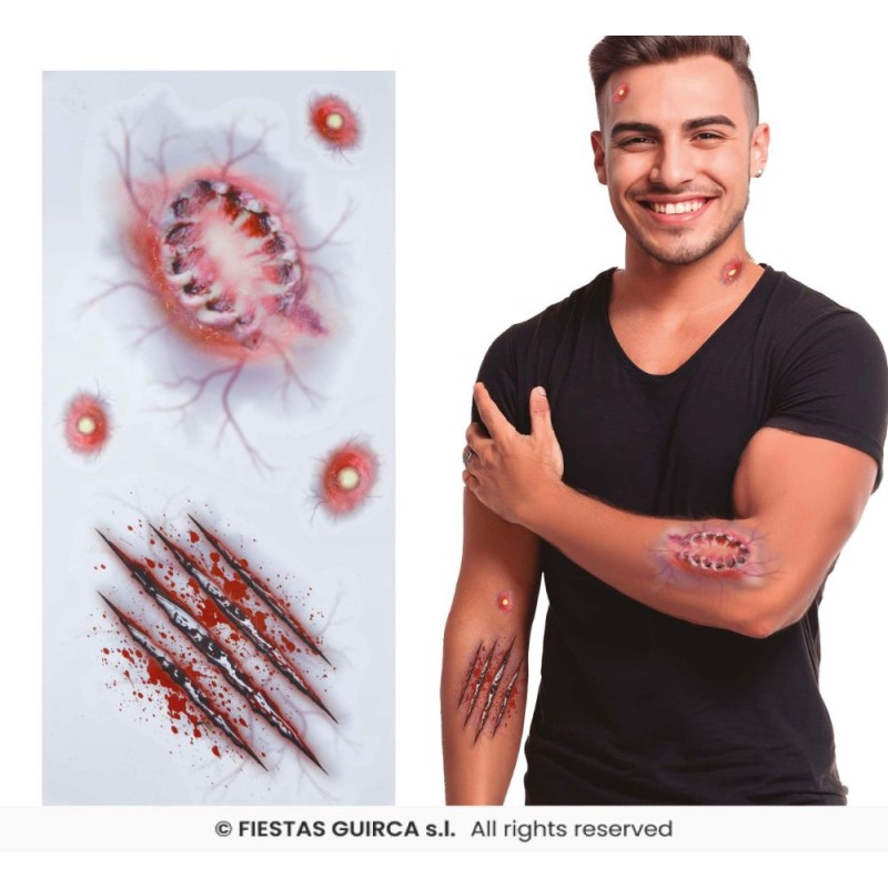 TATUAJES ADHESIVOS HERIDAS MORDISCO