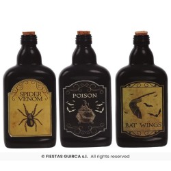BOTELLAS VENENO VIDRIO SURTIDAS 19 CMS. 2