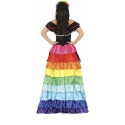 DISFRAZ CATRINA VESTIDO MULTICOLOR MUJER 2