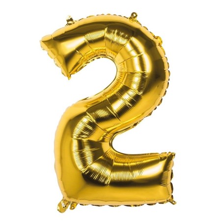 GLOBO GIGANTE NUMERO Nº2 COLOR ORO (60CM