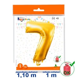 GLOBO GIGANTE NUMERO Nº 7 COLOR ORO (1M)