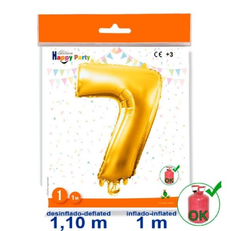GLOBO GIGANTE NUMERO Nº 7 COLOR ORO (1M)