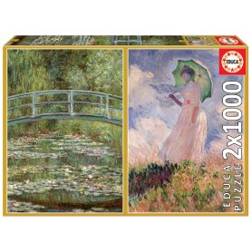 PUZZLE 2×1000 Claude Monet – El Estanque de los Nenúfares + Mujer con Sombrilla