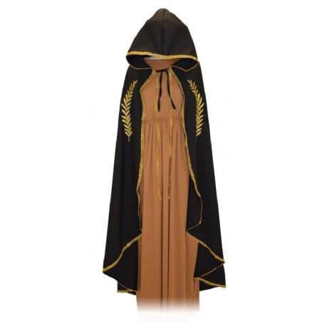 CAPA MEDIEVAL MARIANA NEGRO BORDADO ORO 