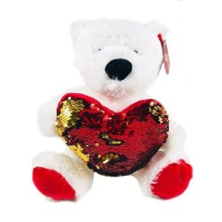PELUCHE OSITO CORAZON LENTEJUELAS REVERS