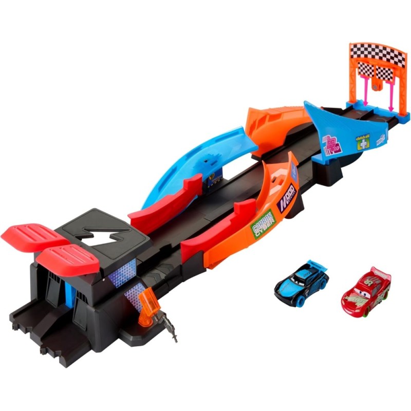 CARS PISTA BRILLANTE LANZA Y CHOCA-CRASH