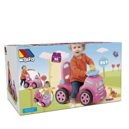 Correpasillos 3 en 1 Rosa + 10 Bloques