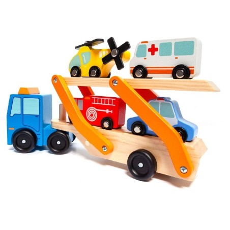 Camion portacoches de Madera con 4 vehic