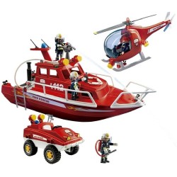 SET BOMBEROS CON MOTOR SUBMARINO PLAYMOB 2