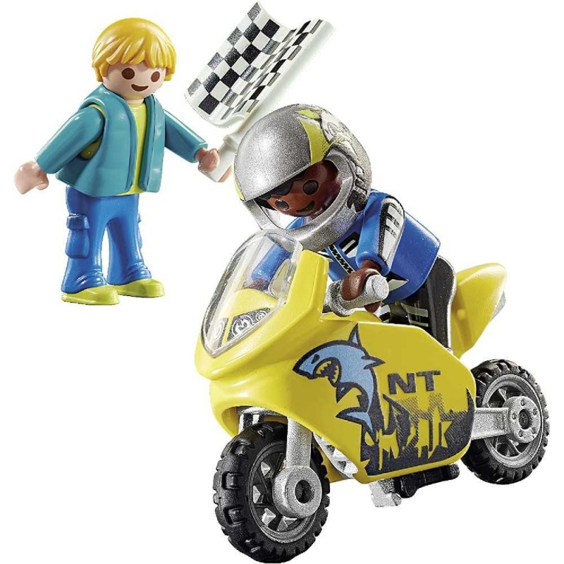 PLAYMOBIL CHICOS CON MOTO DE CARRERAS 70