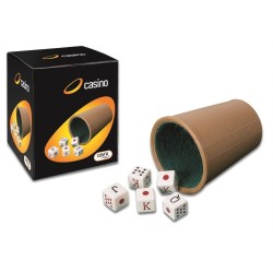 CUBILETE FORRADO Y DADOS POKER