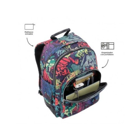 MOCHILA ESCOLAR ESTAMPADO GRAFFITI-MORRA
