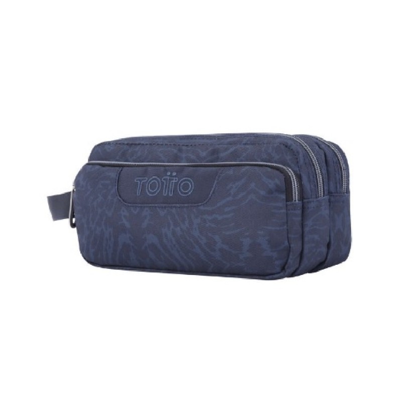 ESTUCHE ESCOLAR TRES COMPARTIMENTOS AZUL