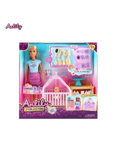 Muñeca Anlily Con Bebe Cuna
