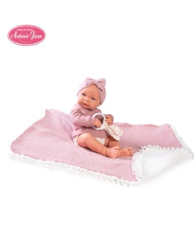 MUÑECA NICA CON MORDEDOR Y MANTITA 42CM