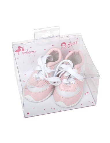 Set Zapatillas Rosas/Blancas Muñeca 45cm
