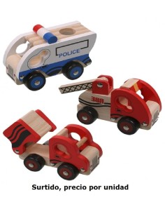 VEHICULOS 13 CM EMERGENCIAS MADERA