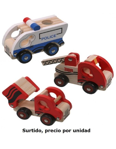 VEHICULOS 13 CM EMERGENCIAS MADERA