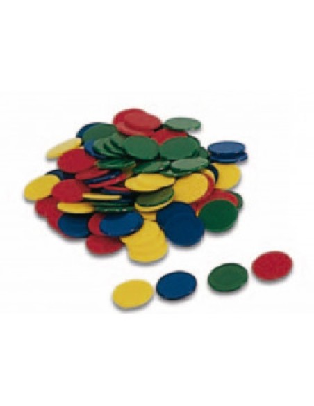 BOLSA CON 100 FICHAS 15 MM.DE COLORES
