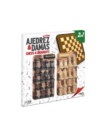 TABLERO AJEDREZ Y DAMAS MADERA CON ACCES