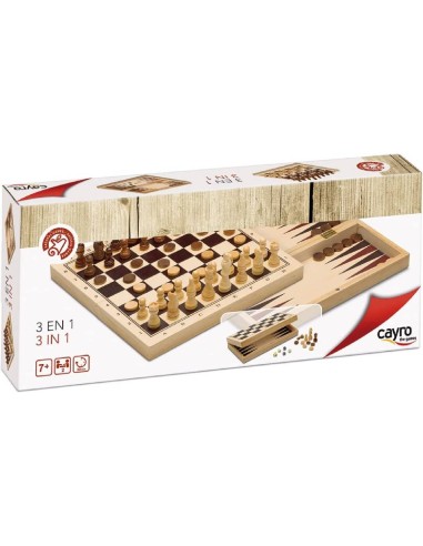 AJEDREZ / DAMAS / BACKGAMMON 3 EN 1