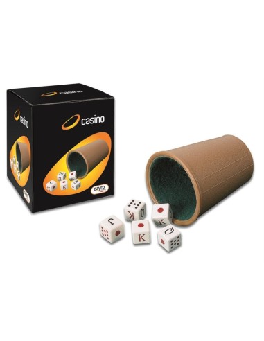 CUBILETE FORRADO Y DADOS POKER