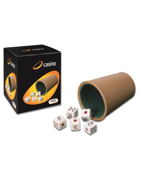 CUBILETE FORRADO Y DADOS POKER