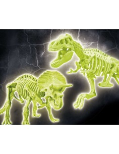 Arqueojugando T-Rex y Triceratops fluore