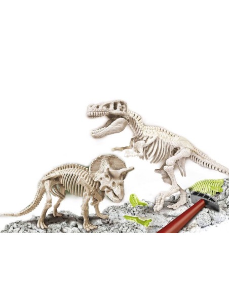 Arqueojugando T-Rex y Triceratops fluore