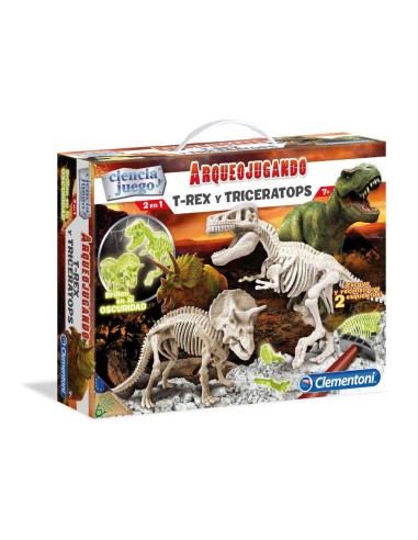 Arqueojugando T-Rex y Triceratops fluore