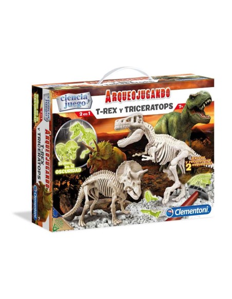 Arqueojugando T-Rex y Triceratops fluore