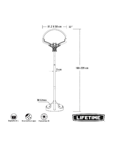 LIFETIME CANASTA BASKET PORT. AJUSTABLE
