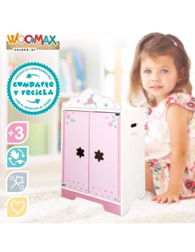 ARMARIO DE MADERA MUÑECAS C/3 PERCHAS WO