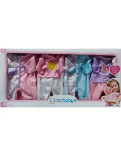 SET 4 TRAJES BEBE 41CM COLORBABY`S